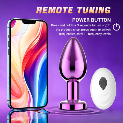 Anal Plug Vibrator APP Remote Control 10 Powerful Vibrations Prostate Massager with Flashing Light Base Adult Sex Toy for Couple