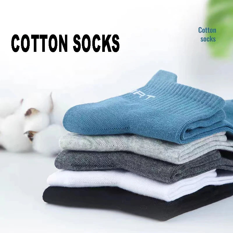 10/20Pairs High Quality Men's Socks Casual Breathable Cotton Man Run Sports Socks Spring Autumn Male Sox Gifts Plus Size 38-45