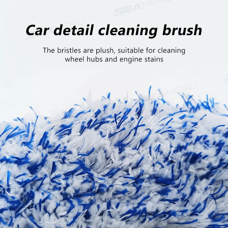 SEAMETAL Non Slip Microfiber Wheel Brush Mitt Premium Plush Car Wash Wheels Brushes for Car Rims Spokes Wheel Barrel Cleaning