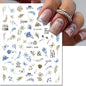 3d Nail Art Decals Elegant White RoyalBlue Roses Flowers Adhesive Sliders Nail Stickers Decoration For Nail Manicure