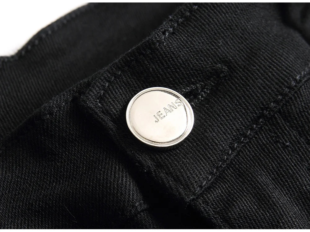 Men Classic Pure Black Jeans All Match Stretch Denim Pants Casual Plus Size Slim Straight Trousers