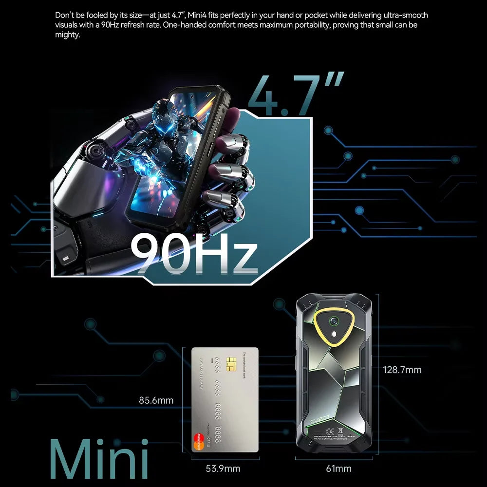 [Ship From Poland] Cubot KingKong Mini 4 6GB+128GB Mini Rugged Smartphone 4.7-Inch 90Hz Display 4700mAh  NFC 48MP Android 15