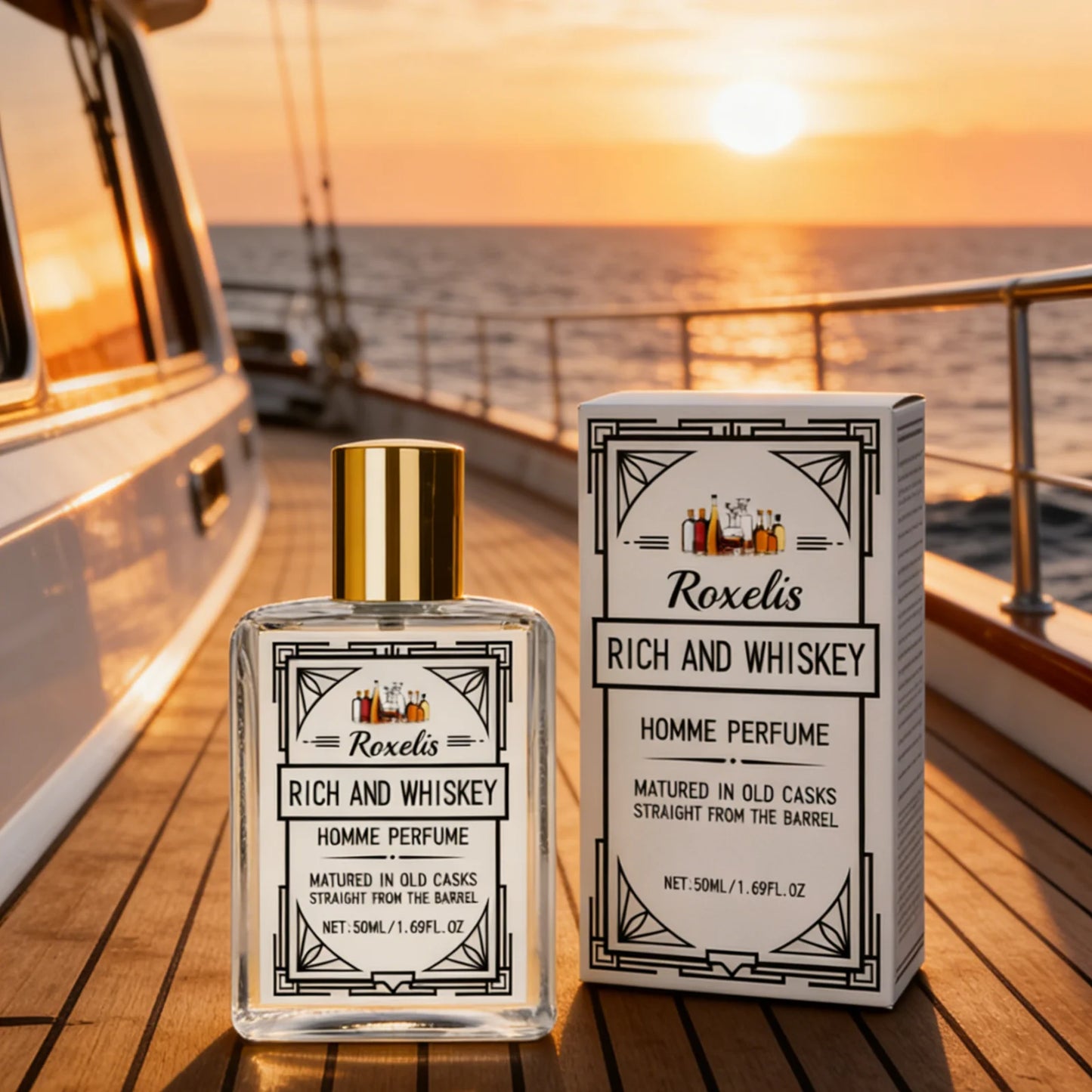Roxelis Whiskey Scent Perfume Exude Elegance Lasting Charm Boost Confidence Light Fragrance Level Fragrance Spray for Men 50ml