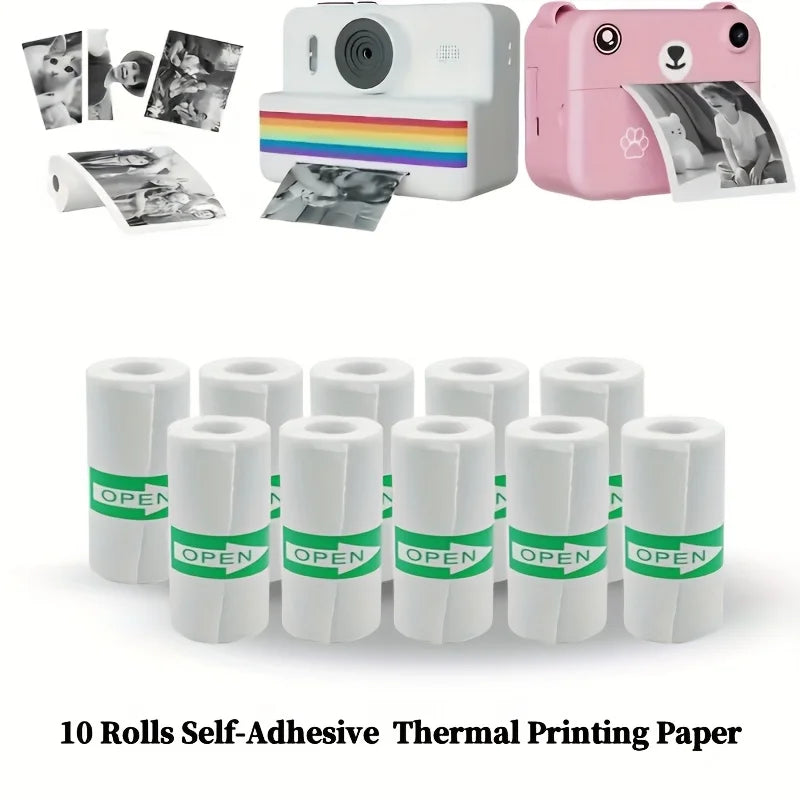 5/10/20 Rolls Mini Printer Thermal Paper with Core, White Adhesive Paper 57mm, Compatible with C9/X5/X6/X15 Mini Thermal Printer