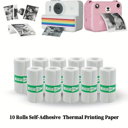 5/10/20 Rolls Mini Printer Thermal Paper with Core, White Adhesive Paper 57mm, Compatible with C9/X5/X6/X15 Mini Thermal Printer