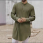 Men's Muslim Dress Long-sleeved Clothing 100% Cotton Pullover Kaftan Robe Men Jubba Thobe Pakistan Saudi Arab Caftan Islamic Top