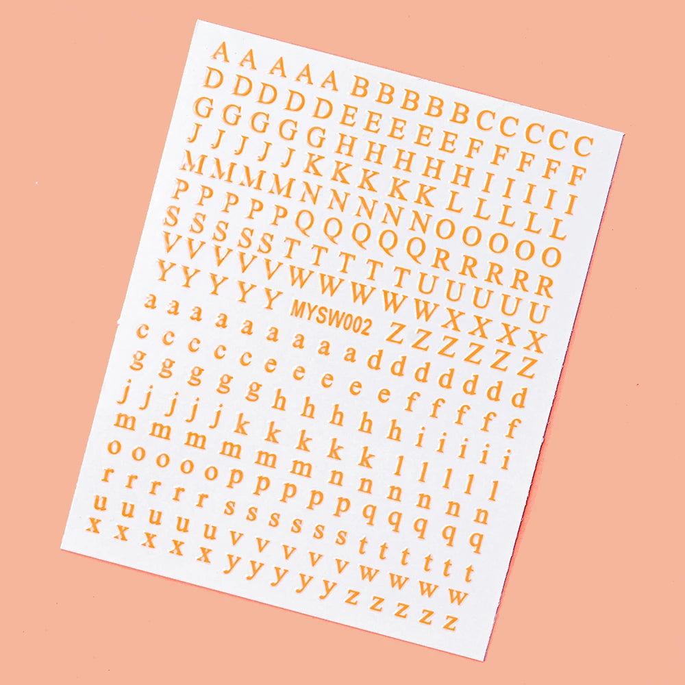 1Pcs 3D Alphabet Nail Sticker Laser Silver/Gold 26 English Letters Nail Art Decals Self Adhesive Manicure 8*10cm Letter Sticker