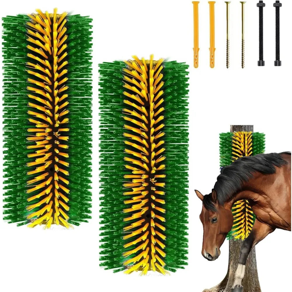 2 Livestock Cleaning Brushes 45cm Length Curved Design Nylon Bristles for Cattle  Horses Sheep
