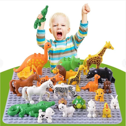 Building Block Toy Animal Series: Black Cat Dog Lion Tiger Elephant Children's Party Zoo Parent-child Interactive Holiday Gift
