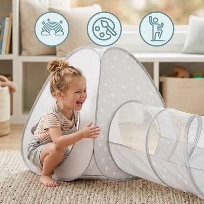 Mamabrum Large Tent Set for Kids with Tunnel and Cube 3 in 1 Fun Sensory Motor Motor for Home and Garden 3 +