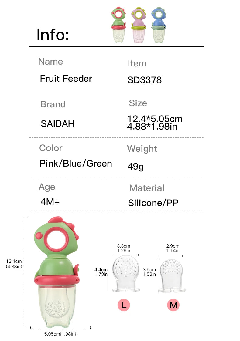 Rotating Push-type Food Grade Silicone Fruit and Vegetable Feeder For Infants Baby, Dinosaur Shape Toddlers Supplementary Food F