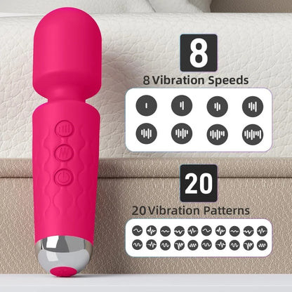 AV Vibrator Wand Personal Massager Clit Stimulator Sex Toy for Women 20 Patterns 8 Speeds Rechargeable Mini Vibrators Adult Toys