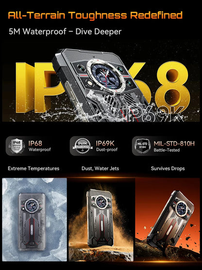 Cubot Rugged Smartphone 5G King Kong 11, Android 15, Up to 32GB RAM+256GB ROM, 108MP Camera, 10200mAh, Dual Screen, MTK7025, 6nm