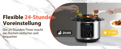 Aigostar Pressure Cooker 6L, 18-in-1 Multicooker, Keep Warm, Non-Stick Coating, Easy Cleaning, Digital Touchscreen, 1000W Pressu