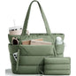 Trendy Quilted Tote Bag for Women Multi Compartment Zip Top Handbag Urban Stylish Daily Use Short Trip bags for women