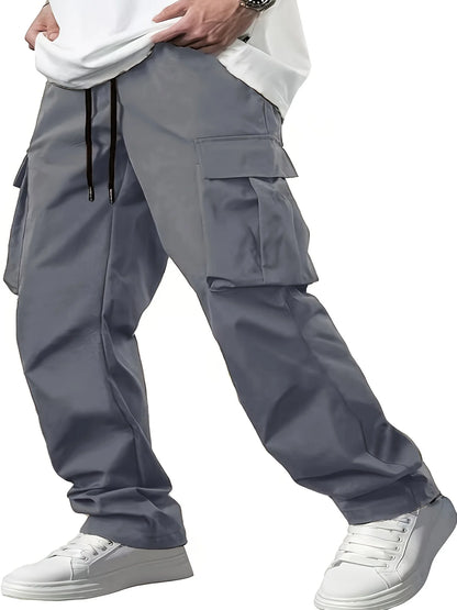 2026 Amazon Summer New Men's Work Pants European and American Independent Station Drawstring Multi Pocket Casual Pants