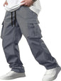 2026 Amazon Summer New Men's Work Pants European and American Independent Station Drawstring Multi Pocket Casual Pants