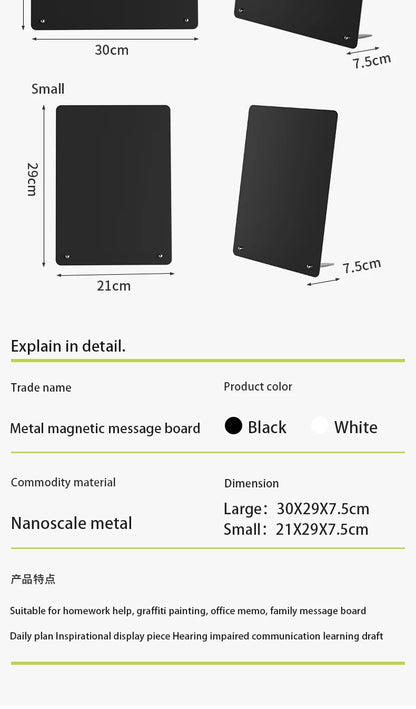 Magnetic Bulletin Board with Stand Magnetic Board for Tabletop with Magnetic Clamp Metal Board for Magnets Display