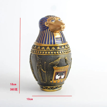 Egyptian Canopic Jar Pet Memorial Urn Anubis Decor Ceramic Ash Keeper Home Art Sculpture Handmade Funeral Keepsake