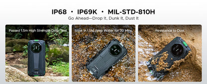 DOOGEE Fire 3 Rugged Phone 5.5" HD+ Display 12GB+64GB 8350mAh Battery 13MP Camera Widevine L1 NFC IP68 Android 15 Cell Phone