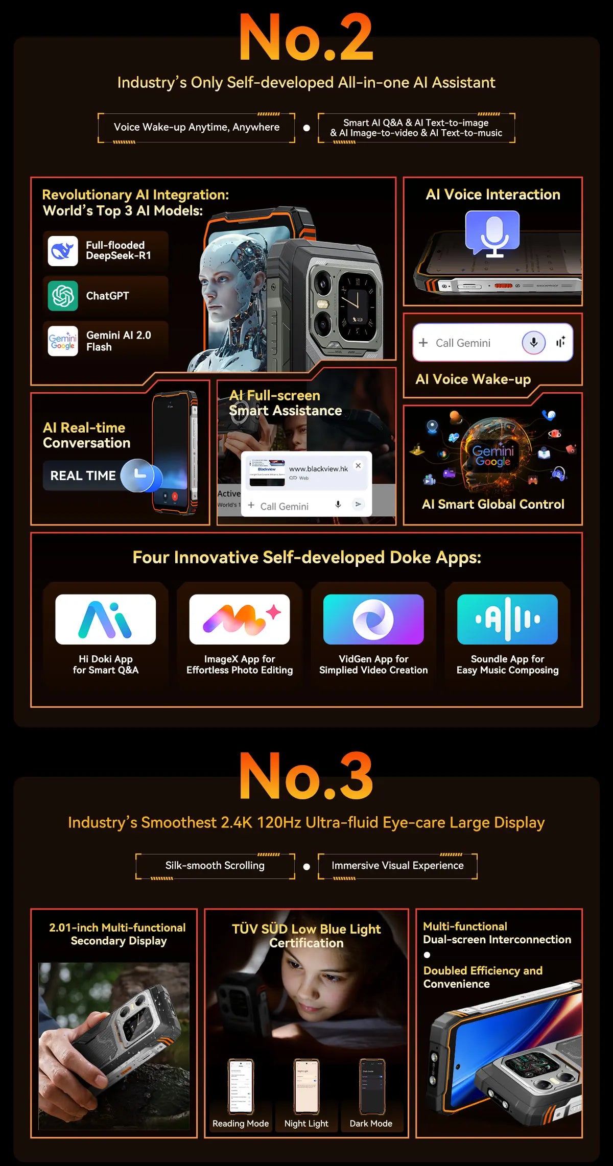 Blackview XPLORE 1 Outdoor 5G Rugged Smartphone Android 15, 6.78'' 2.4K Display, 16GB+512GB, 20000mAh, Waterproof Mobile Phone