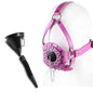 Fetish Toilet Funnel Open Mouth Gag Mask Hood PU Leather BDSM Funnel Oral Enema Drool Plug Gag Head Harness Bondage Adult Game