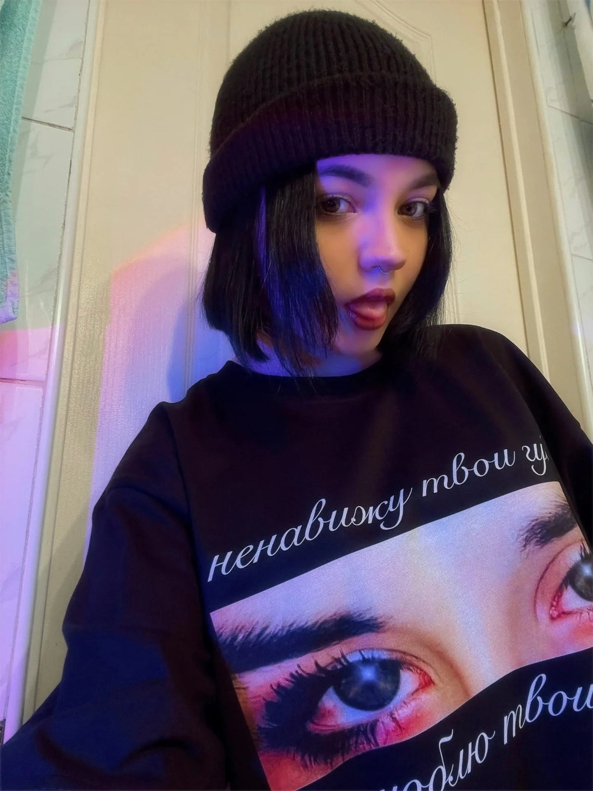 Harajuku Oversized Streetwear Pullover Men's Hoodies Eyes Graphic Print Hooded Sweatshirt Hip Hop Aesthetic Tops Goth Y2k Winter