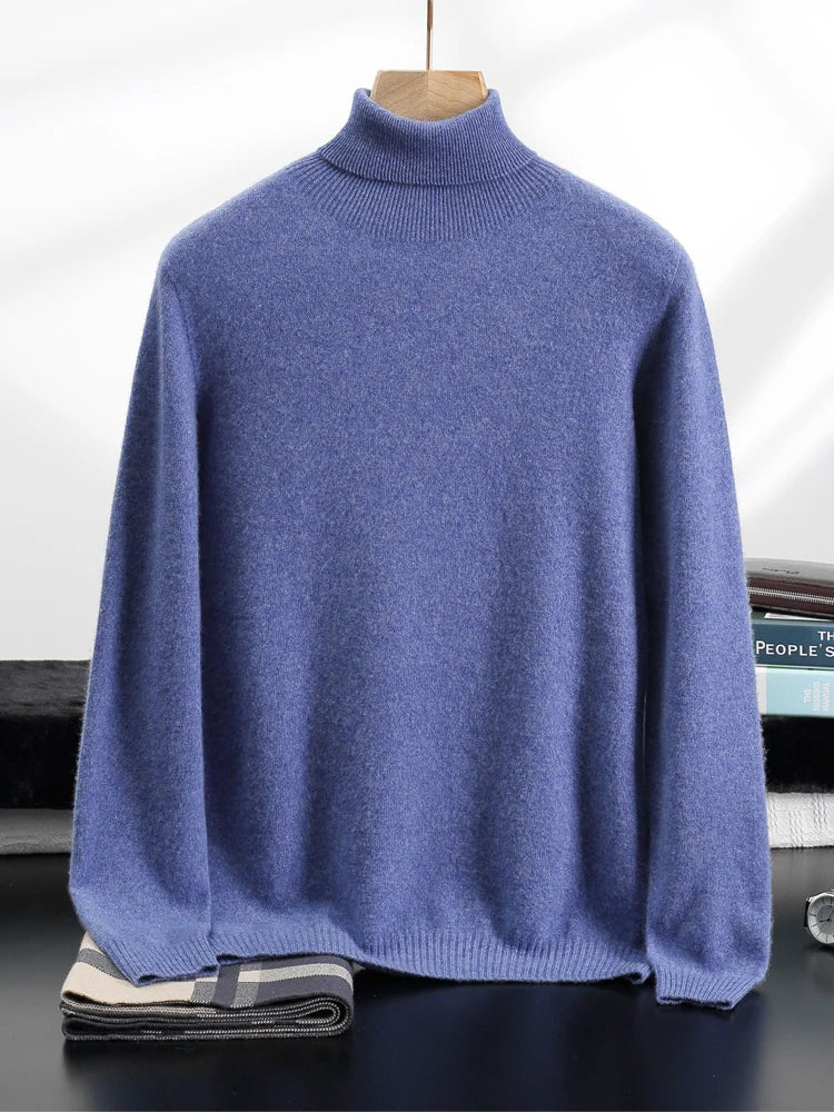 Men's Turtleneck 100% Cashmere Sweater Autumn Winter Basic Long Sleeve Pullover Cashmere Knitwear Soft Warm Comfy Clothing