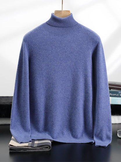 Men's Turtleneck 100% Cashmere Sweater Autumn Winter Basic Long Sleeve Pullover Cashmere Knitwear Soft Warm Comfy Clothing