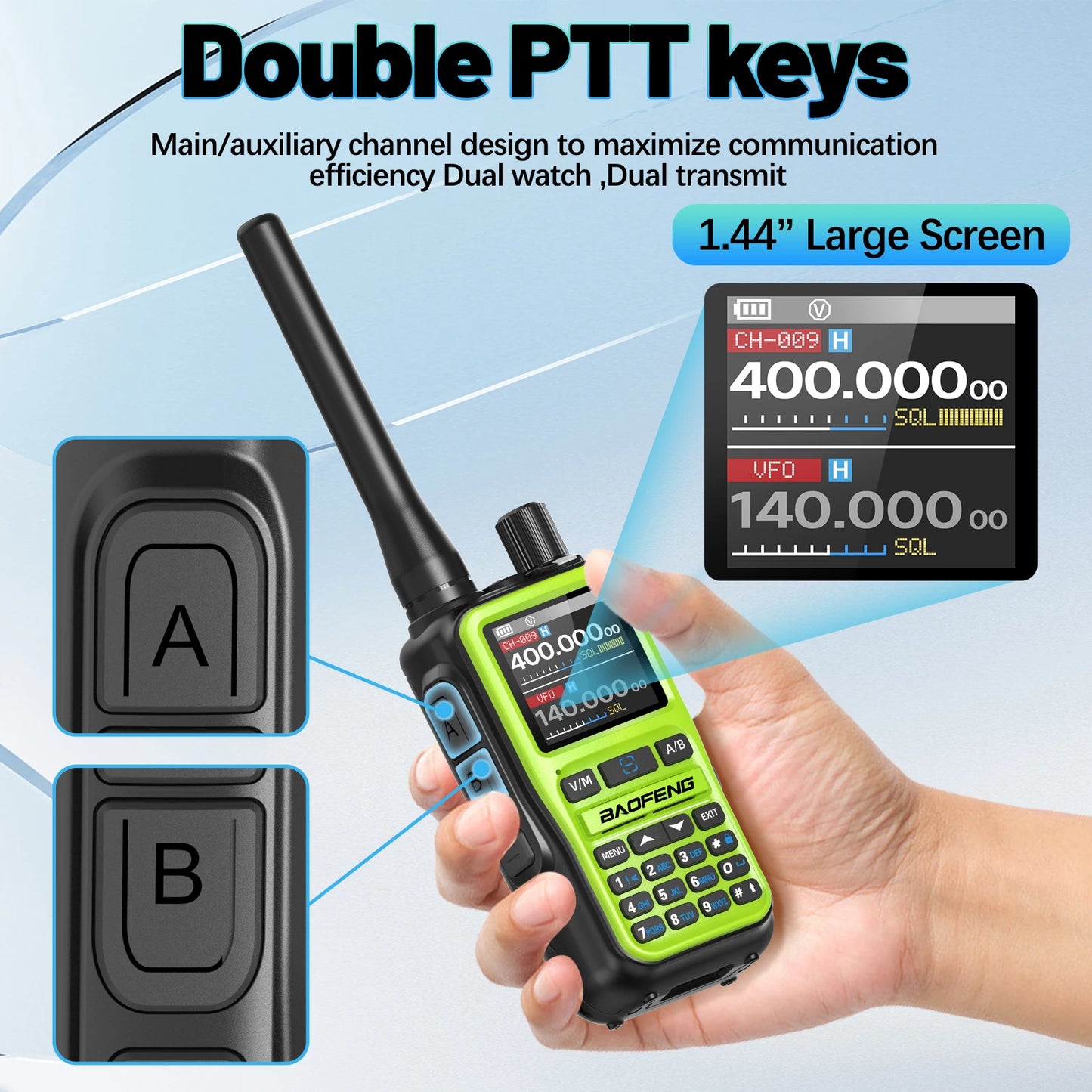 BAOFENG UV-5R Mini Walkie Talkie Air Band Bluetooth Programming Wireless Copy Frequency 999CH Full Band Long Range Two Way Radio