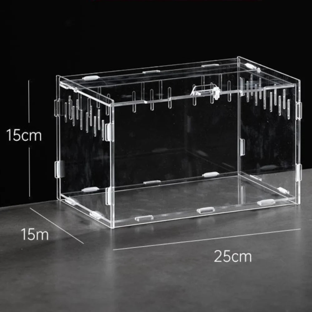 Durable Acrylic Reptile Habitat Anti-Escape Multiple Size Spider Feeding Case Clear Arboreal Lizard Breeding Box for Chameleon