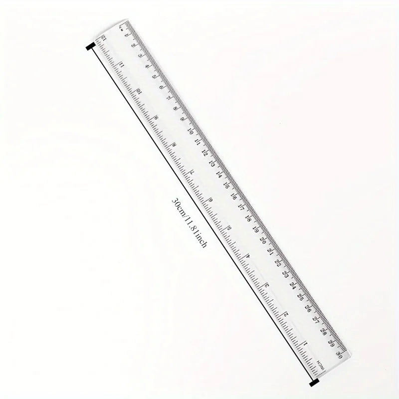 1pc Flexible Plastic Rulers - Transparent Measuring Tools with Inches & Metric