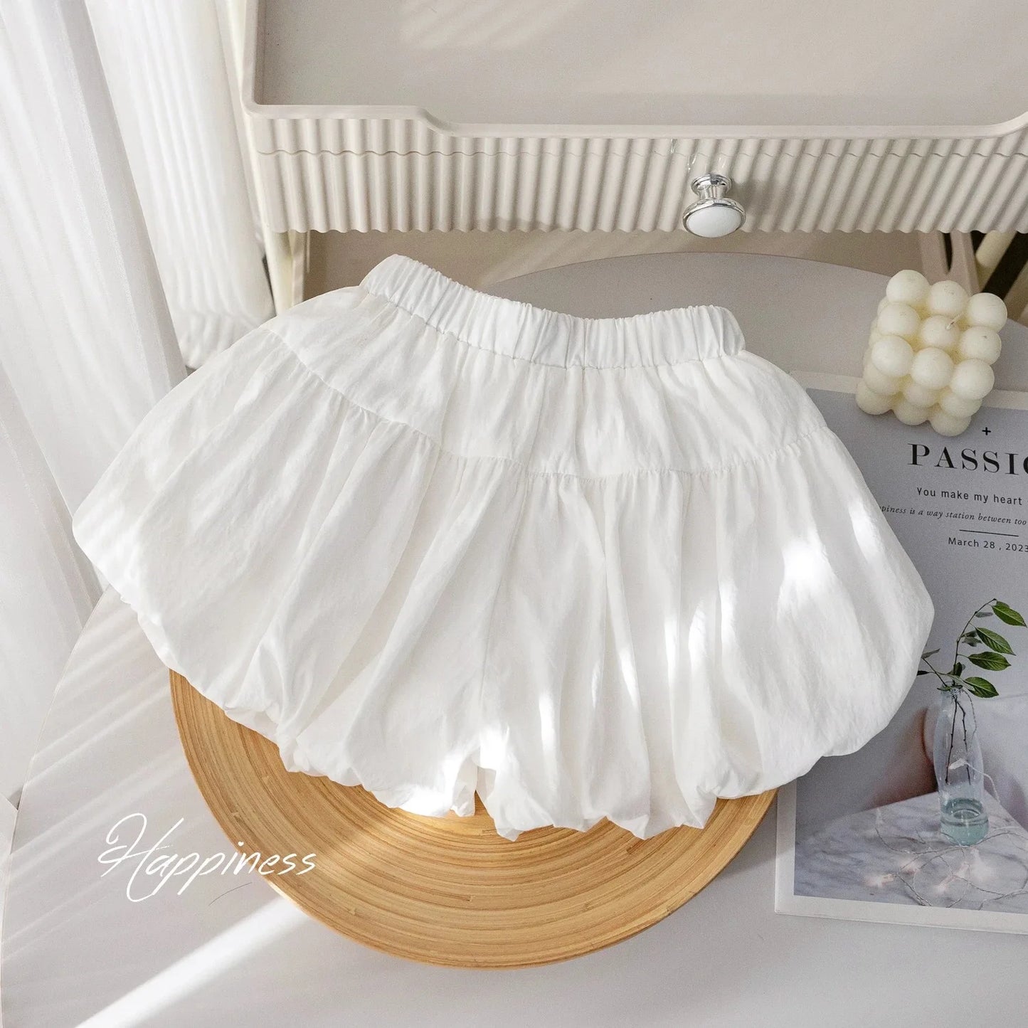 Little girl summer shorts Korean version small fresh solid color bow flower bud pants for women's treasure sweet versatile pants