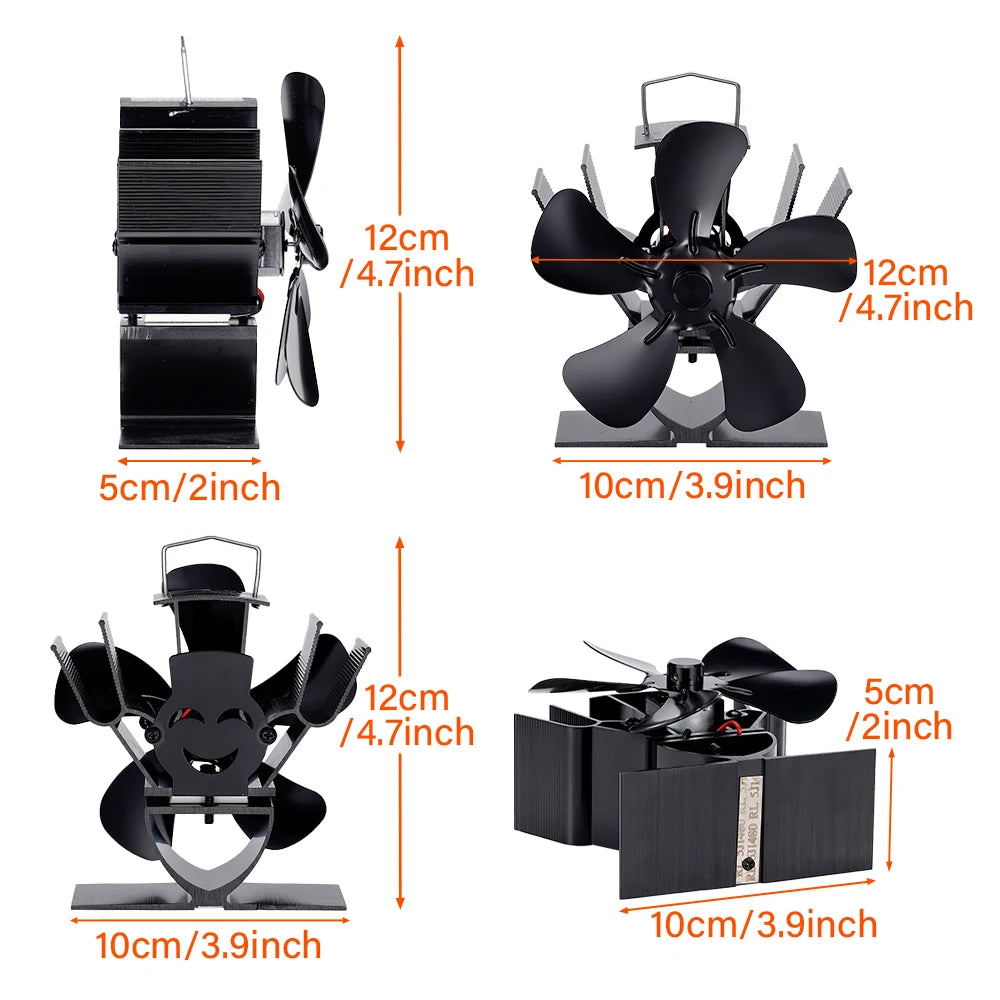 Mini Stove Fan Heat Powered Fireplace Fan Log Wood Burner Eco-fan Quiet 5 Blade Fireplace Fan Home Winter Warm Heat Distribution