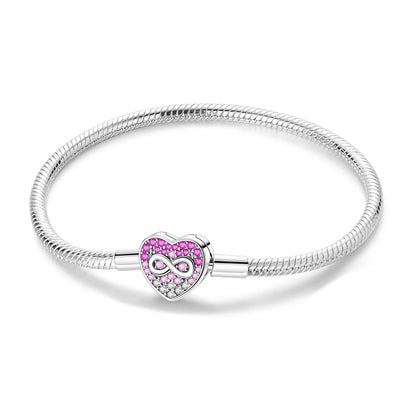 Original 925 Sterling Silver Charm Bracelets Heart Clip Bead Snake Chain Bracelet Fit Charms Beads Diy For Woman Fine Jewelry
