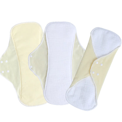 3pcs Reusable Sanitary Pads Cotton Yarn Washable Period Pads High Absorbency Leak-Proof Protection Skin-Friendly for Daily Use