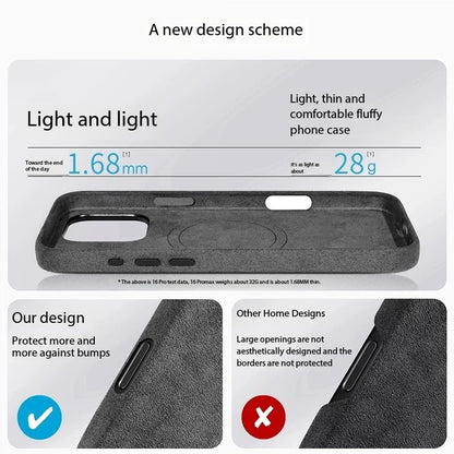 Real for Alcantara with Magsafe Case for iPhone 16 17 Pro Max 15 14 Luxury Magnetic Supercar Interior Leather Magnet Phone Cape