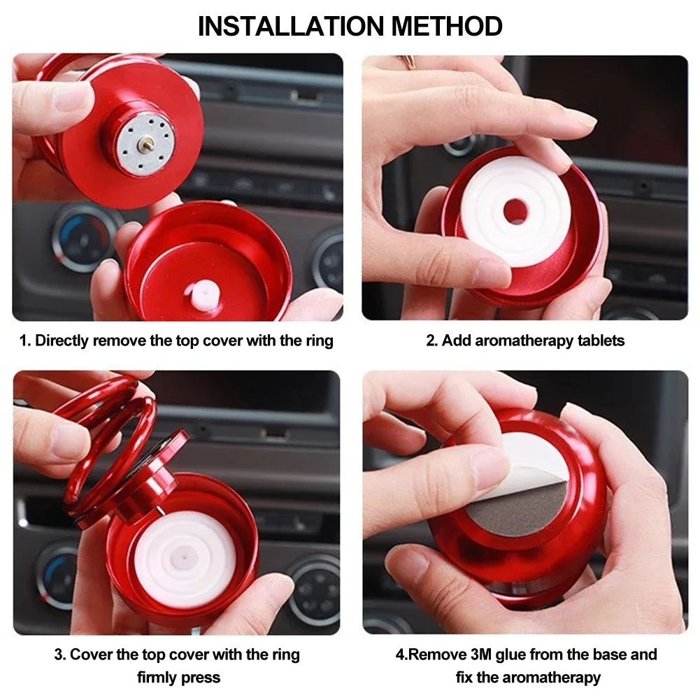Solar Auto Aromatherapy Rotating Car Air Fresheners Car Decorations Aroma Double Ring Vehicle Diffuser Car Accessories Interior