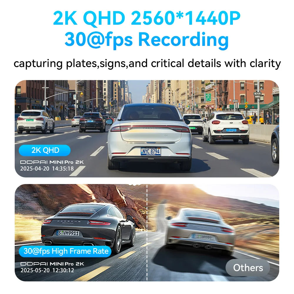 DDPAI MINI Pro 2K Dash Cam WiFi Car DVR Night Vision Smart Voice Control Support 24H Parking Monitor Car Dash Camera Recorder
