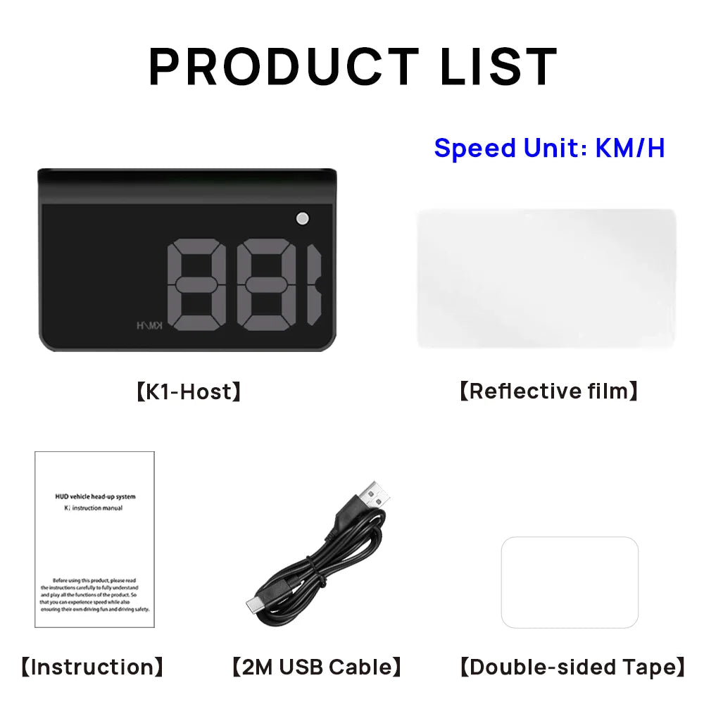 KWHUD HUD Head-up Display Car GPS Digital Speedometer Universal Speed Windshield Projector Plug&Play Auto Electronic Devices