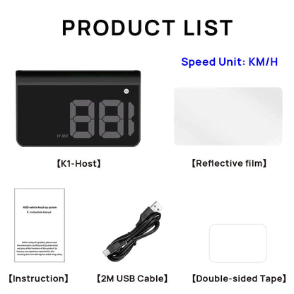 KWHUD HUD Head-up Display Car GPS Digital Speedometer Universal Speed Windshield Projector Plug&Play Auto Electronic Devices