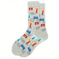 1 pair of men's cartoon printed tool pattern with unique and personalized long socks men  socks