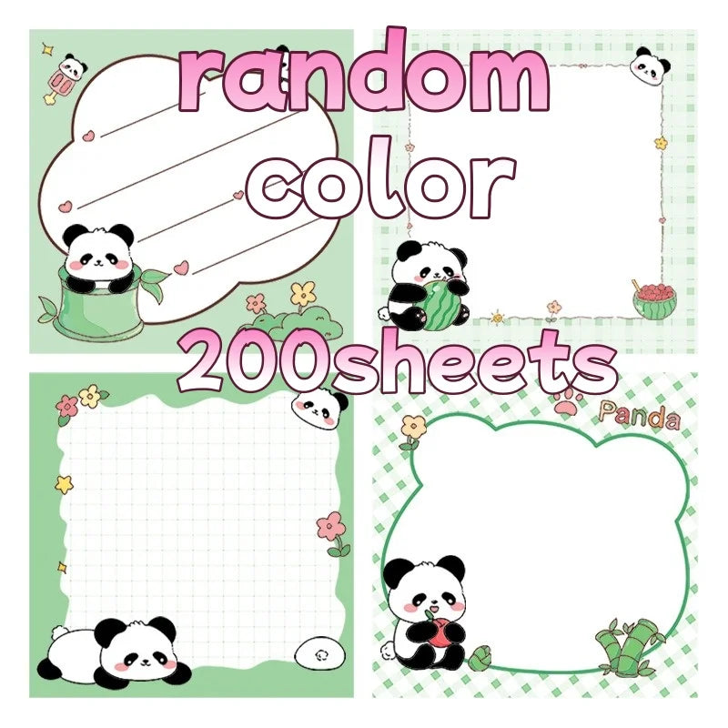 200sheets Panda Memo Pads Cute Animal Note Pads No Adhesive for Students Aesthetic Office School Supplies Bulk Notebook Labels