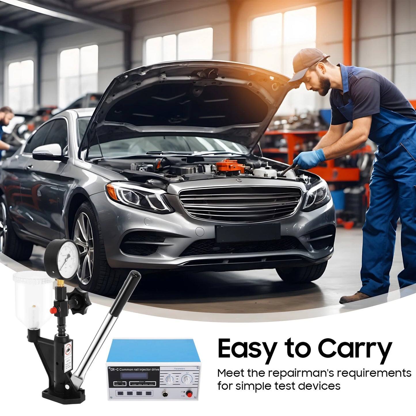 Diesel Injector Tester Tool Kit, CR-C Multifunctional Common Rail Injector Tester S60H Fuel Nozzle Tester 0-60MPa Pressure Gauge