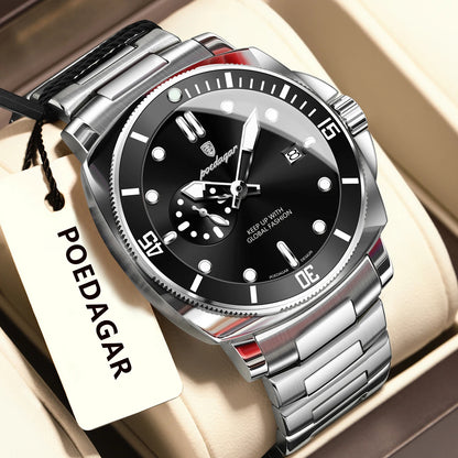 POEDAGAR Luxury Trendy Men Watch Waterproof Luminous Date Stainless Steel Male Watch Quartz Business Sports Men's Watches Reloj