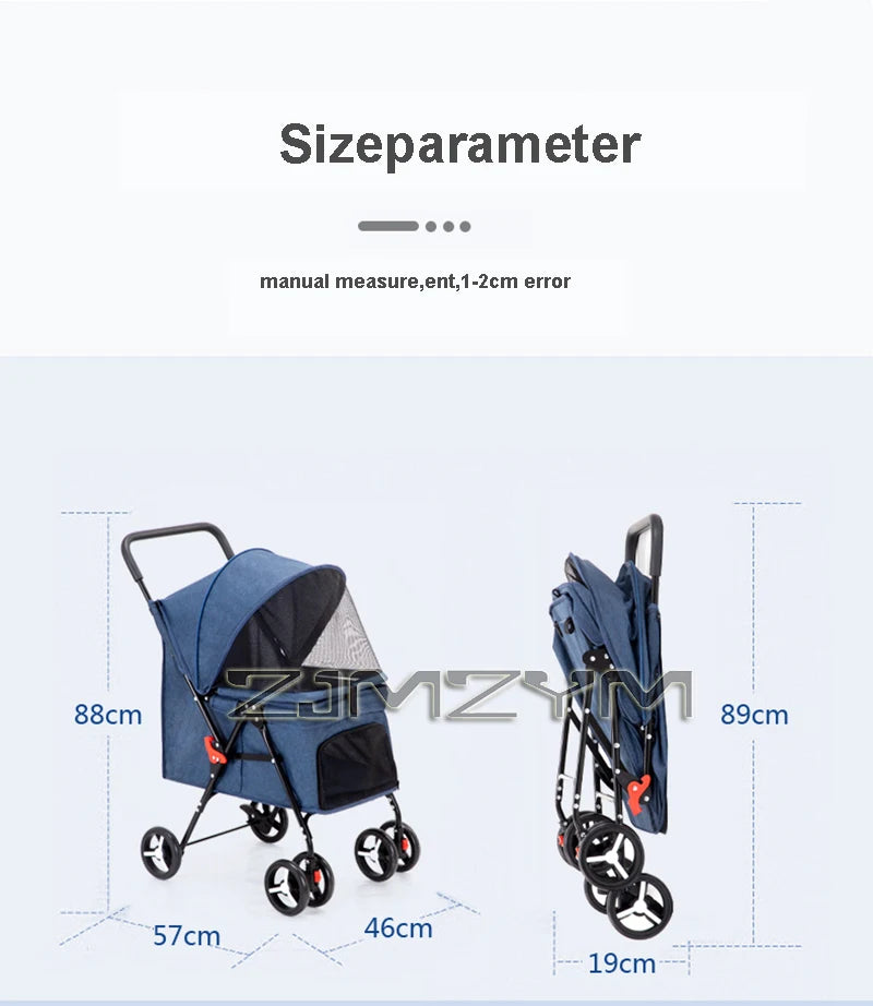 Portable Pet Stroller Dogs Cats Carrier Small Pet Stroller Foldable Suitable Outdoor Travel Dog Cat Supplies