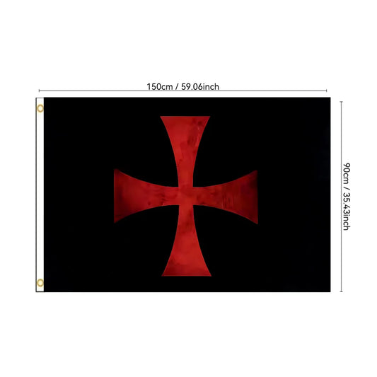 Jerusalem Cross Flag 2x3ft 3x5ft Tapestry Wall Hanging Banner, Crusader Knights Templar Decor for Living Room Bedroom Wall Decor