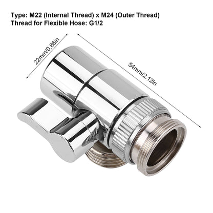 G1/2 Brass Bathroom Kitchen Basin Sink Faucet Splitter Diverter Valve To Hose Adapter M24 Outer Thread M22 Internal Thread