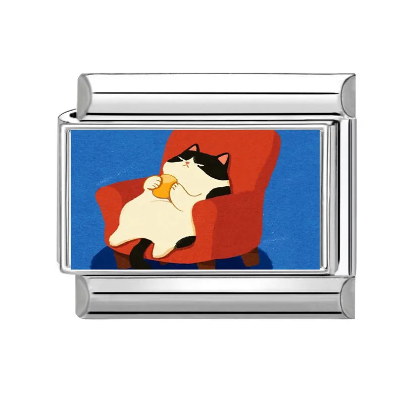 Y2K Cute Funny Sofa Cats Dogs Italian Charm Fit 9mm Stainless Steel Women DIY Bracelet Drop Shipping Fashion Jewelry Wholesale