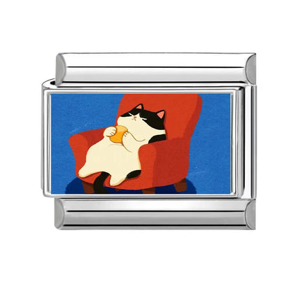 Y2K Cute Funny Sofa Cats Dogs Italian Charm Fit 9mm Stainless Steel Women DIY Bracelet Drop Shipping Fashion Jewelry Wholesale